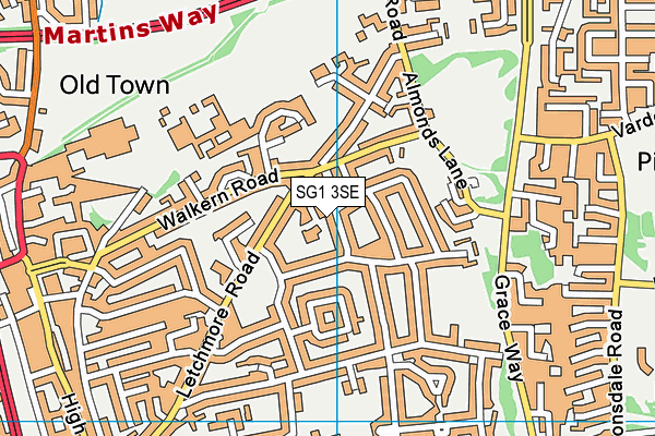 SG1 3SE map - OS VectorMap District (Ordnance Survey)