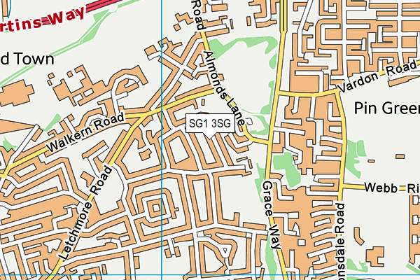 SG1 3SG map - OS VectorMap District (Ordnance Survey)