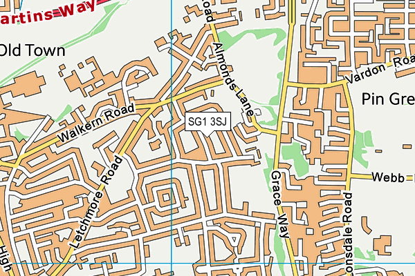 SG1 3SJ map - OS VectorMap District (Ordnance Survey)