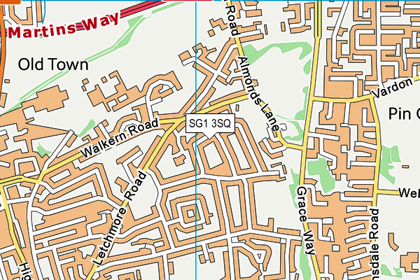 SG1 3SQ map - OS VectorMap District (Ordnance Survey)