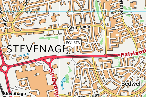 SG1 3TA map - OS VectorMap District (Ordnance Survey)