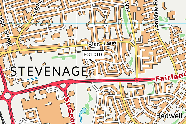 SG1 3TD map - OS VectorMap District (Ordnance Survey)