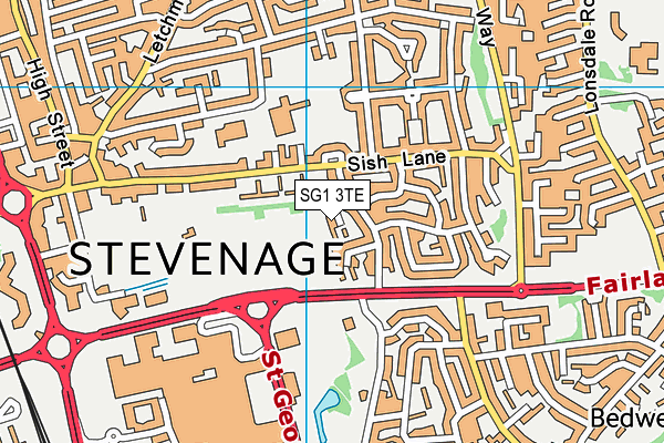 SG1 3TE map - OS VectorMap District (Ordnance Survey)