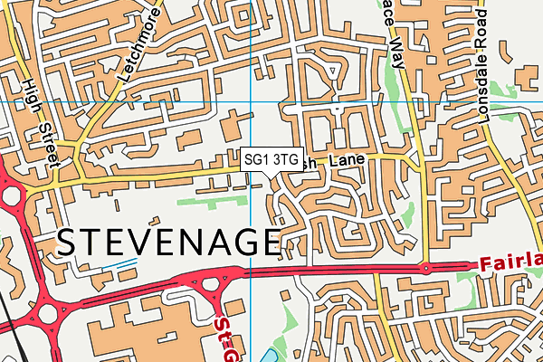 SG1 3TG map - OS VectorMap District (Ordnance Survey)