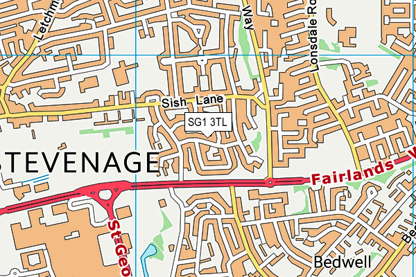 SG1 3TL map - OS VectorMap District (Ordnance Survey)