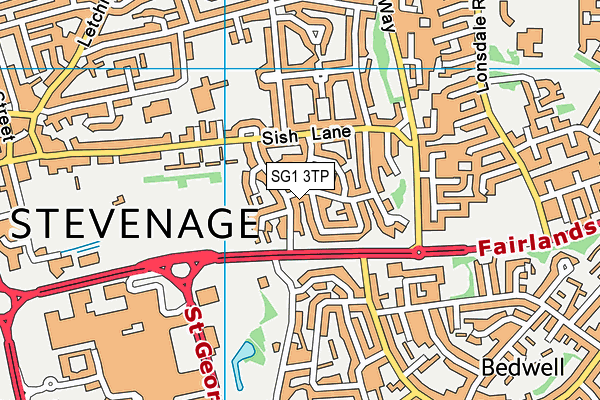 SG1 3TP map - OS VectorMap District (Ordnance Survey)