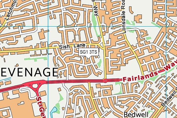 SG1 3TS map - OS VectorMap District (Ordnance Survey)