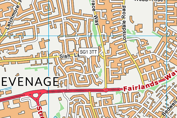 SG1 3TT map - OS VectorMap District (Ordnance Survey)