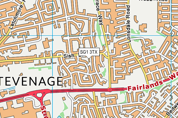 SG1 3TX map - OS VectorMap District (Ordnance Survey)