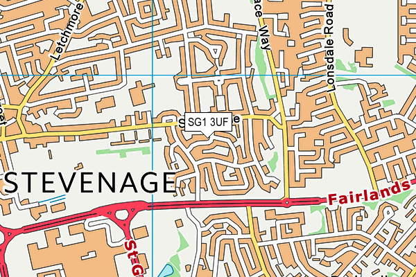 SG1 3UF map - OS VectorMap District (Ordnance Survey)