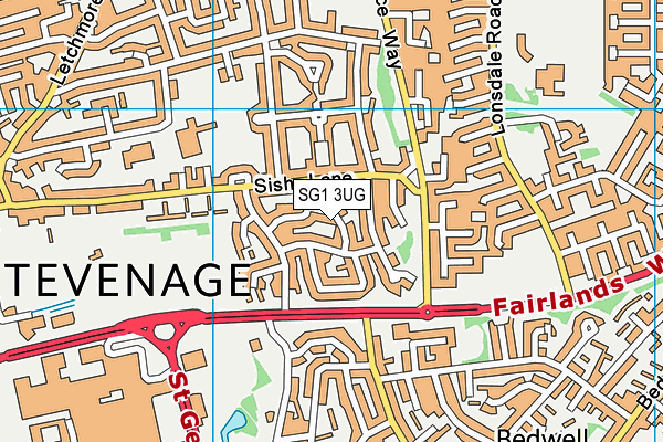 SG1 3UG map - OS VectorMap District (Ordnance Survey)