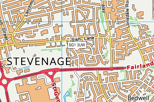 SG1 3UW map - OS VectorMap District (Ordnance Survey)