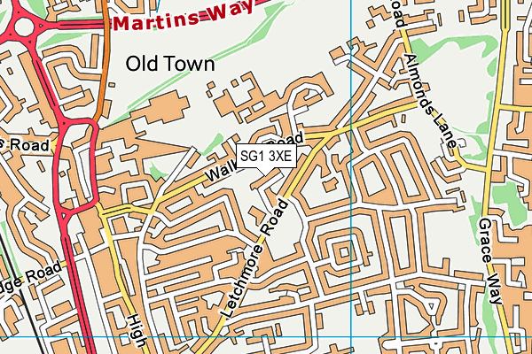 SG1 3XE map - OS VectorMap District (Ordnance Survey)