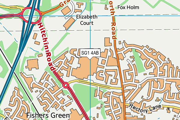 SG1 4AB map - OS VectorMap District (Ordnance Survey)