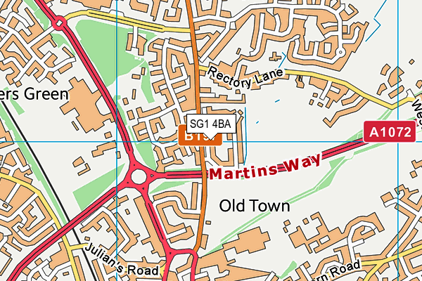 SG1 4BA map - OS VectorMap District (Ordnance Survey)