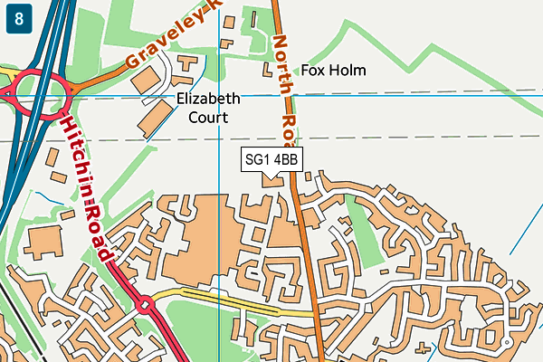 Active Fitness Club (Stevenage) map (SG1 4BB) - OS VectorMap District (Ordnance Survey)