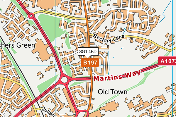 SG1 4BD map - OS VectorMap District (Ordnance Survey)