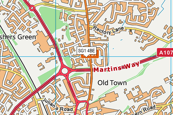 SG1 4BE map - OS VectorMap District (Ordnance Survey)