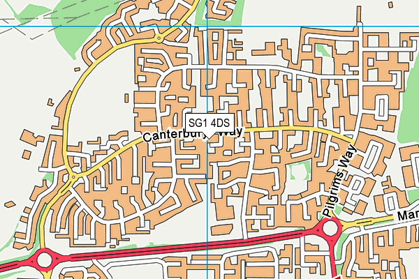 SG1 4DS map - OS VectorMap District (Ordnance Survey)