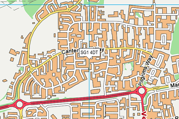 SG1 4DT map - OS VectorMap District (Ordnance Survey)