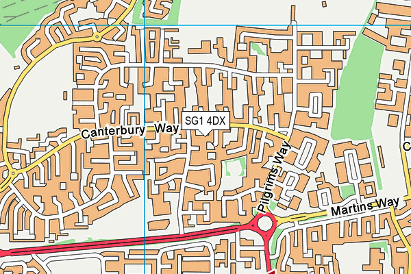 SG1 4DX map - OS VectorMap District (Ordnance Survey)