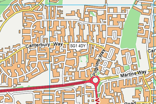 SG1 4DY map - OS VectorMap District (Ordnance Survey)