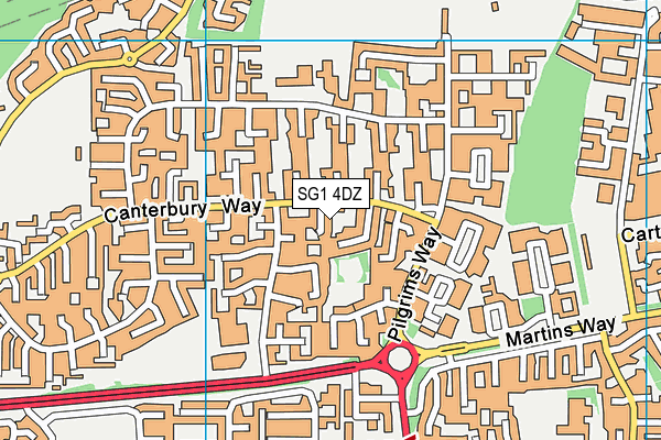 SG1 4DZ map - OS VectorMap District (Ordnance Survey)