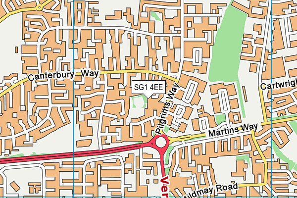 SG1 4EE map - OS VectorMap District (Ordnance Survey)