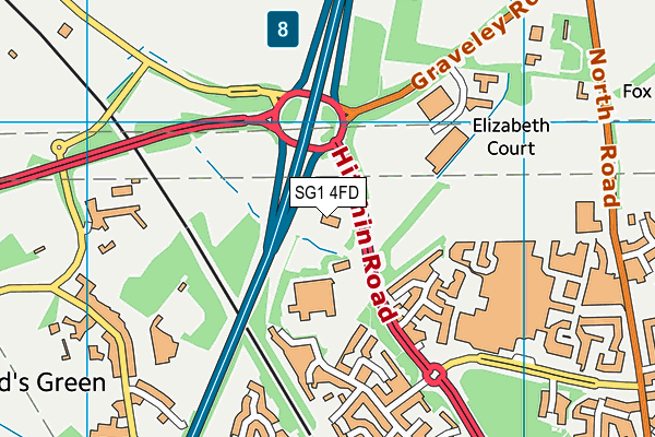 SG1 4FD map - OS VectorMap District (Ordnance Survey)