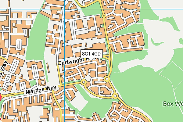 SG1 4GD map - OS VectorMap District (Ordnance Survey)