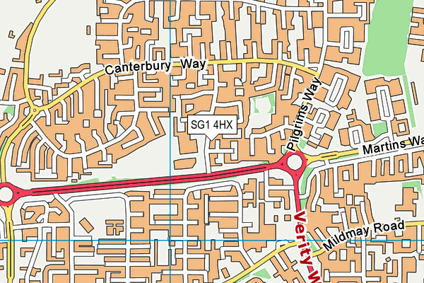 SG1 4HX map - OS VectorMap District (Ordnance Survey)
