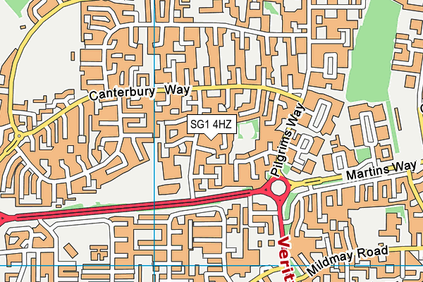 SG1 4HZ map - OS VectorMap District (Ordnance Survey)