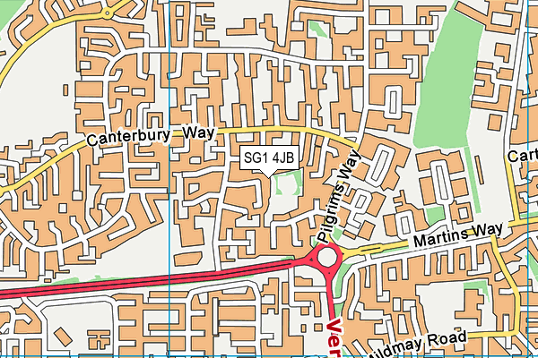 SG1 4JB map - OS VectorMap District (Ordnance Survey)