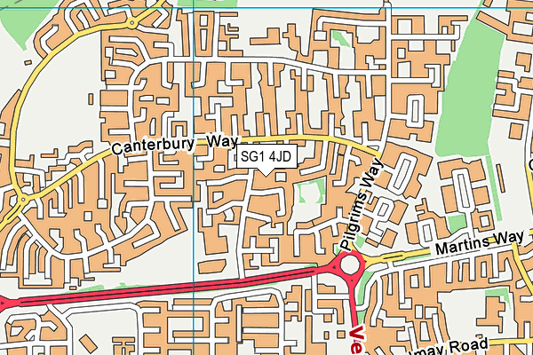 SG1 4JD map - OS VectorMap District (Ordnance Survey)