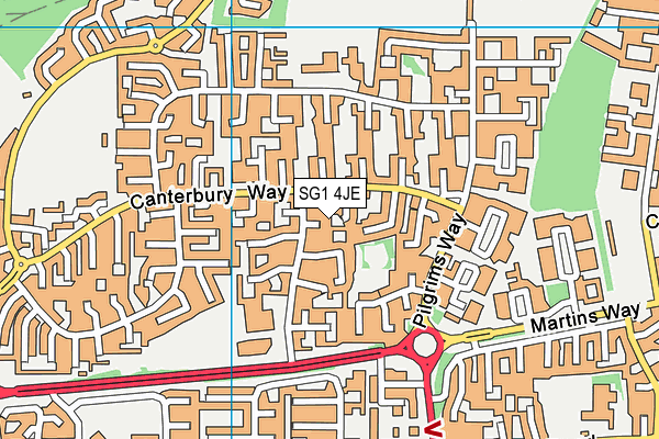 SG1 4JE map - OS VectorMap District (Ordnance Survey)
