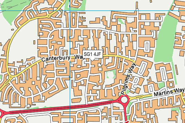 SG1 4JF map - OS VectorMap District (Ordnance Survey)