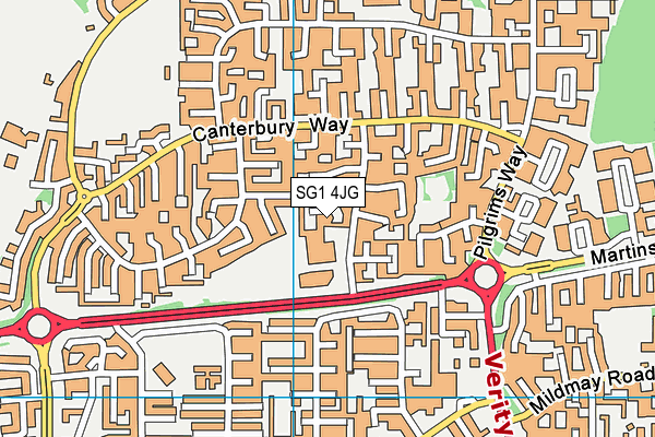 SG1 4JG map - OS VectorMap District (Ordnance Survey)
