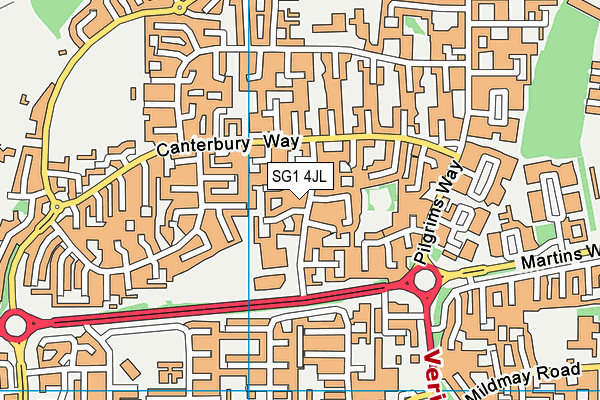 SG1 4JL map - OS VectorMap District (Ordnance Survey)