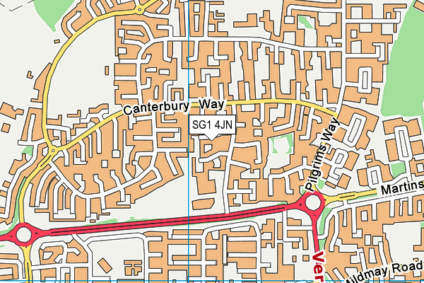 SG1 4JN map - OS VectorMap District (Ordnance Survey)