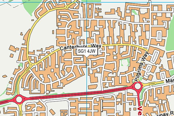 SG1 4JW map - OS VectorMap District (Ordnance Survey)