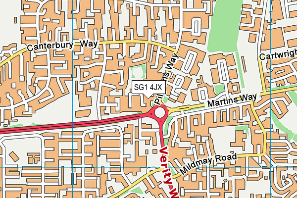 SG1 4JX map - OS VectorMap District (Ordnance Survey)