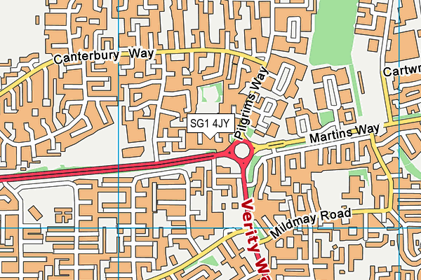 SG1 4JY map - OS VectorMap District (Ordnance Survey)