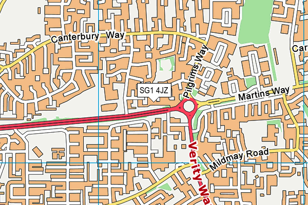 SG1 4JZ map - OS VectorMap District (Ordnance Survey)