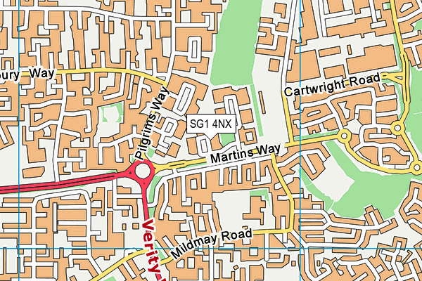 SG1 4NX map - OS VectorMap District (Ordnance Survey)