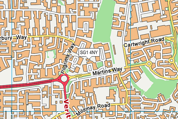 SG1 4NY map - OS VectorMap District (Ordnance Survey)