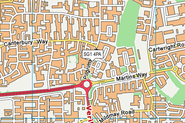 SG1 4PA map - OS VectorMap District (Ordnance Survey)