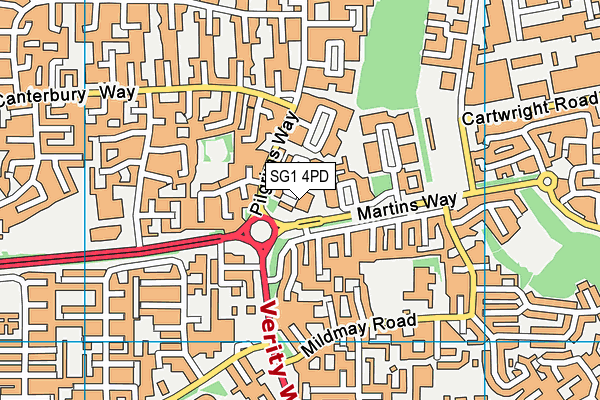 SG1 4PD map - OS VectorMap District (Ordnance Survey)