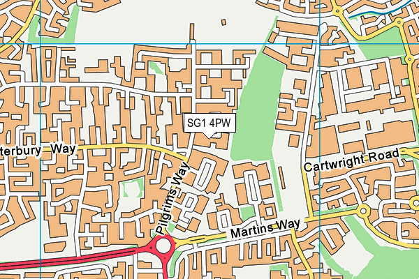 SG1 4PW map - OS VectorMap District (Ordnance Survey)