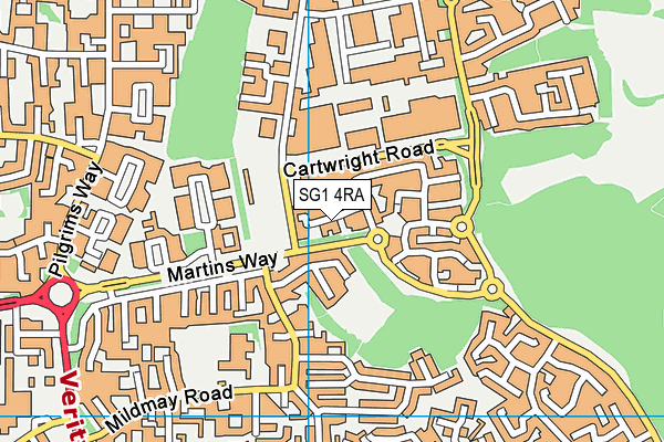 SG1 4RA map - OS VectorMap District (Ordnance Survey)