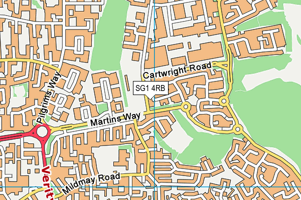 SG1 4RB map - OS VectorMap District (Ordnance Survey)